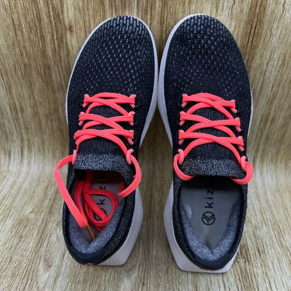 Allbirds Tree Dashers 2 Women's Size 9.5 Black‎ Neon Coral Running Sneakers TD2